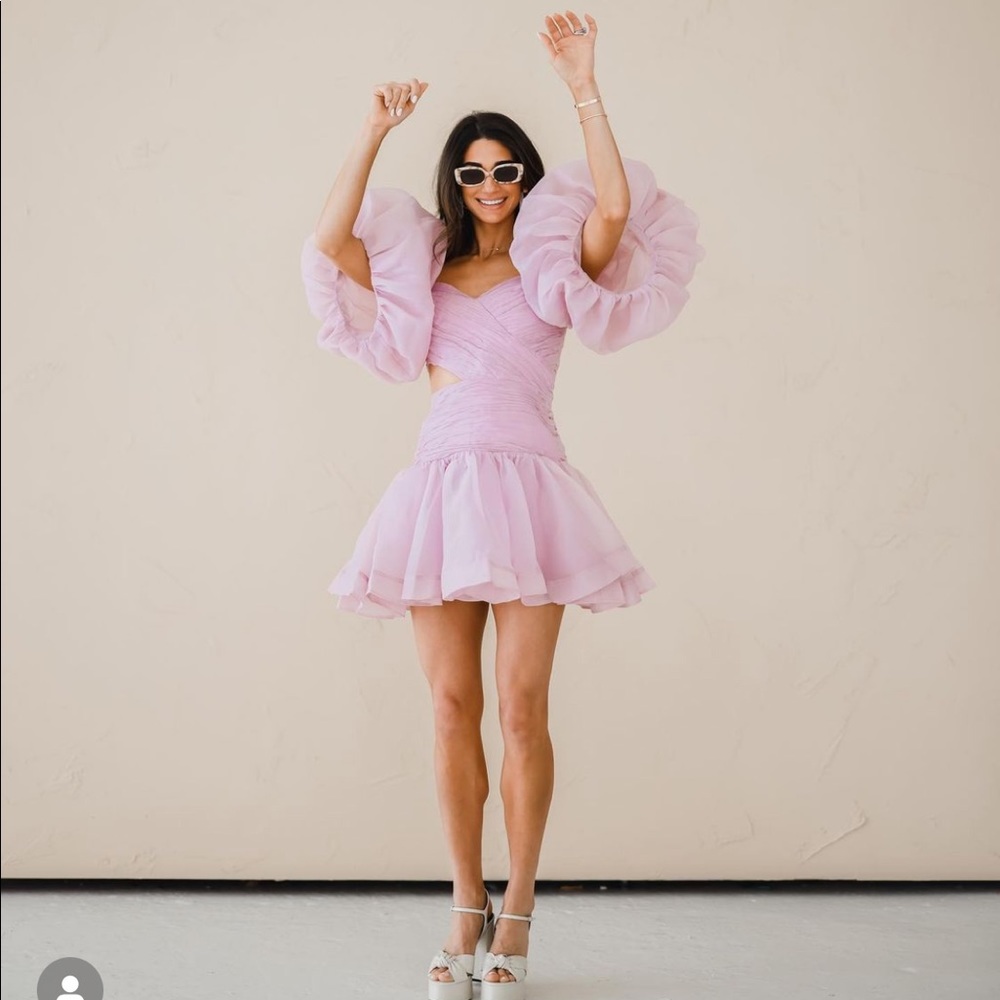 Puff sleeve tulle dress